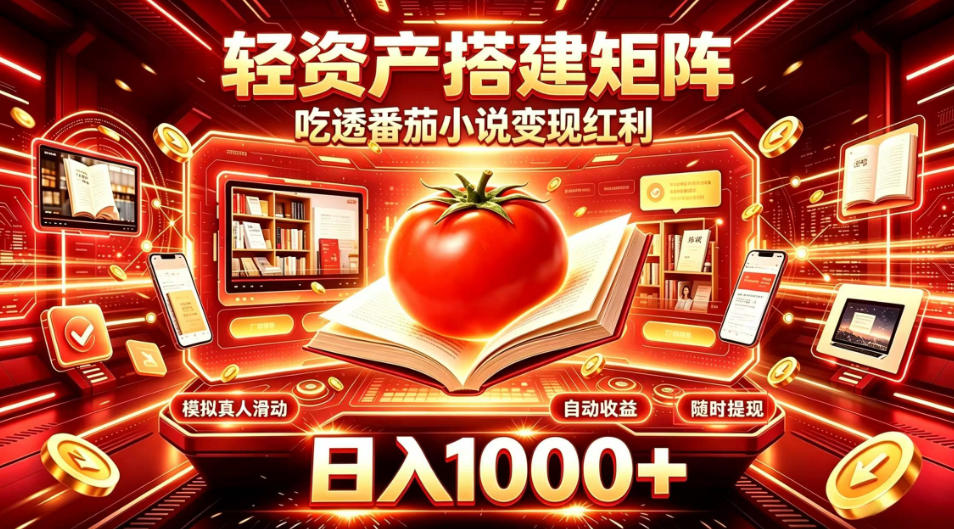 轻资产搭建矩阵，吃透番茄小说变现红利，日入1000+，支持无限矩阵放大【揭秘】-87副业网 - 互联网副业项目资源分享平台