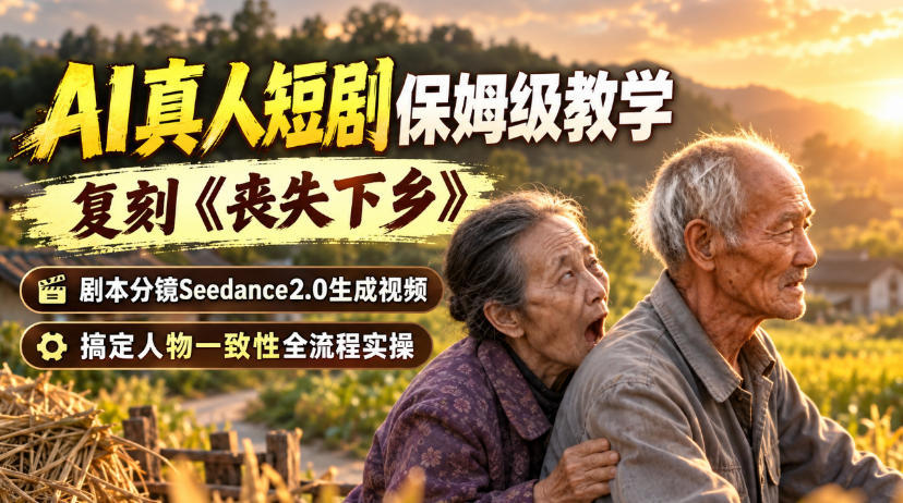 AI真人短剧保姆级教学,复刻《丧失下乡》,剧本分镜Seedance2.0生成视频,搞定人物一致性全流程实操-87副业网 - 互联网副业项目资源分享平台