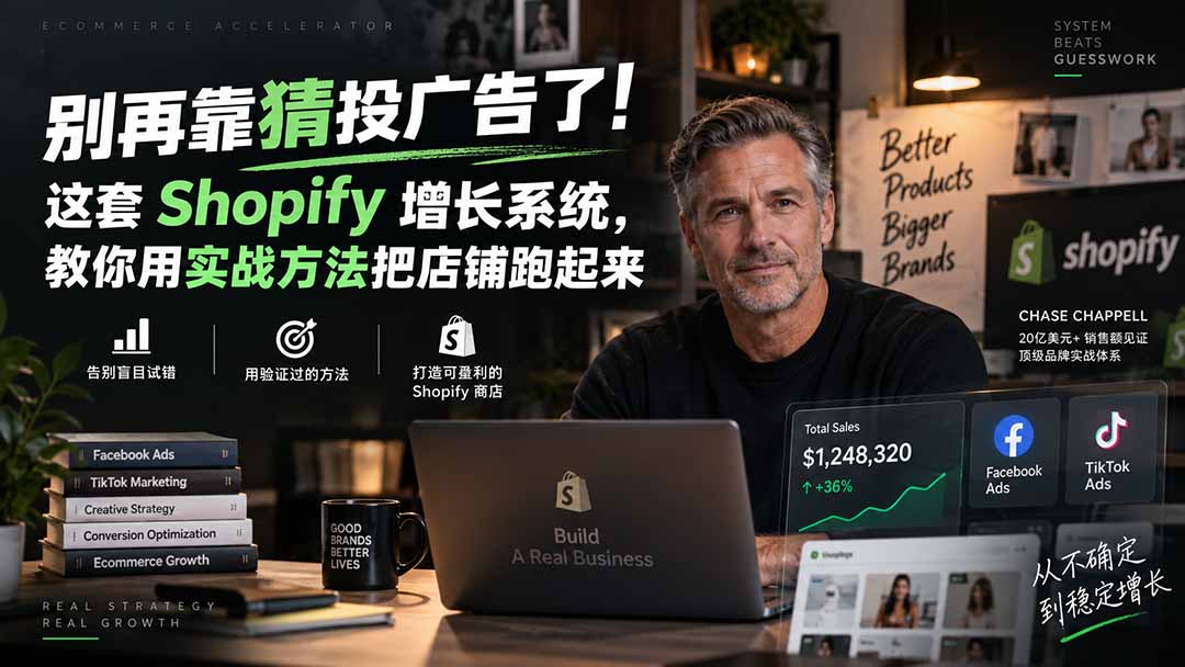 别再靠猜投广告了！这套 Shopify 增长系统，教你用实战方法把店铺跑起来【原创双语字幕】-87副业网 - 互联网副业项目资源分享平台