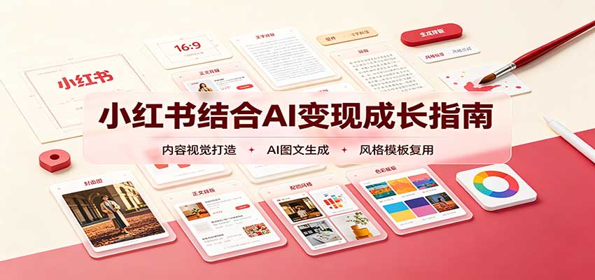 小红书结合AI变现成长指南：账号精准定位，内容视觉打造，搭建可复制流量获客体系-87副业网 - 互联网副业项目资源分享平台