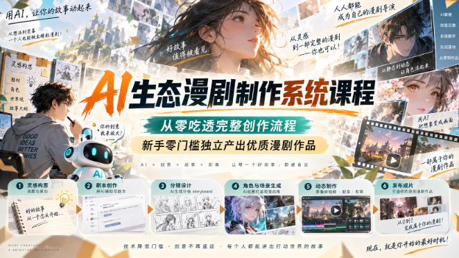 AI生态漫剧制作系统课程，从零吃透完整创作流程，新手零门槛独立产出优质漫剧作品-87副业网 - 互联网副业项目资源分享平台