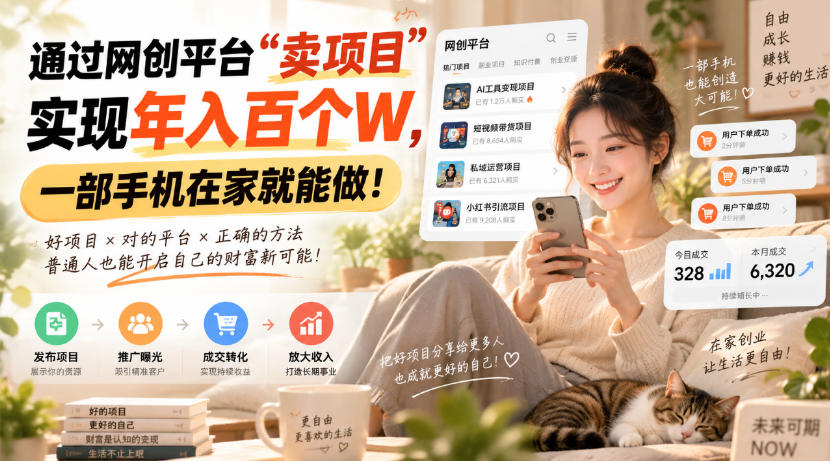 靠卖网创项目变现,一年拿下百万收益!一台手机就能操作!-87副业网 - 互联网副业项目资源分享平台