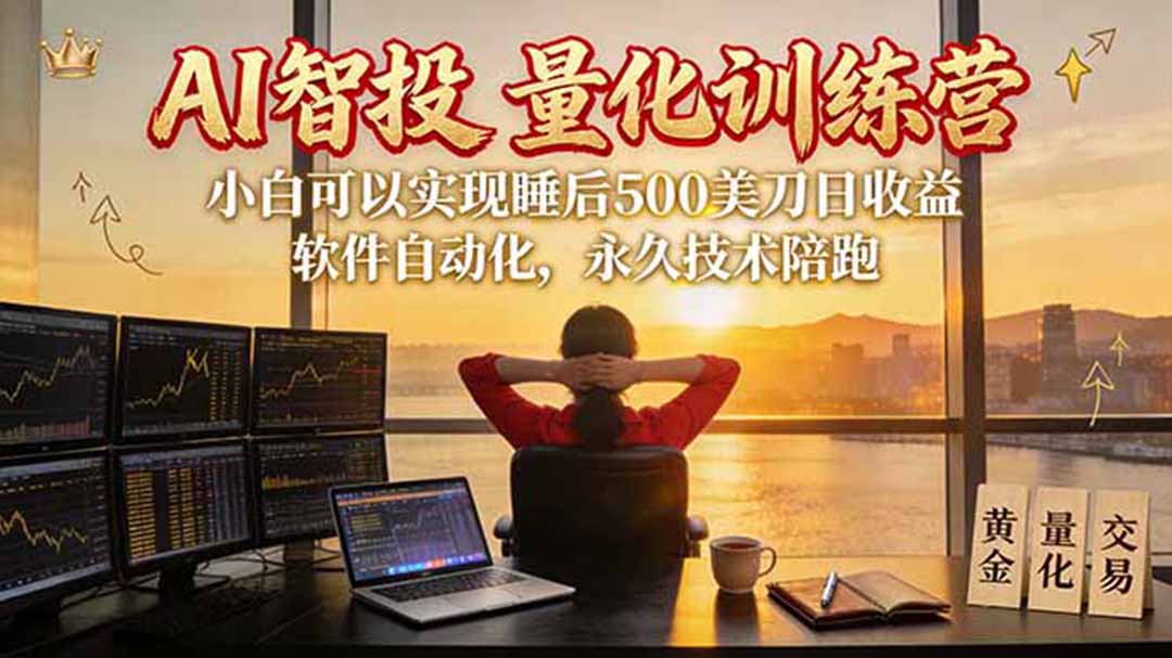 AI智投EA量化训练营【第三期】,多策略智投+防爆技术+趋势分析 ,轻松上手,矩阵放大,长期稳定。-87副业网 - 互联网副业项目资源分享平台