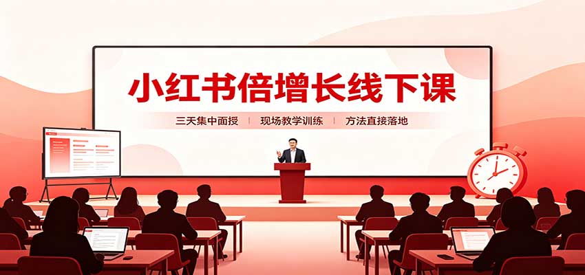 小红书倍增长线下课:三天集中面授,拆解选品、素材制作与起号全链路-87副业网 - 互联网副业项目资源分享平台