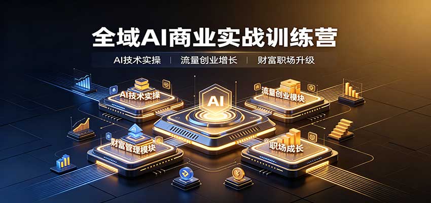 全域AI商业实战训练营:涵盖AI技术实操、流量创业、财富管理与职场成长全体系内容-87副业网 - 互联网副业项目资源分享平台