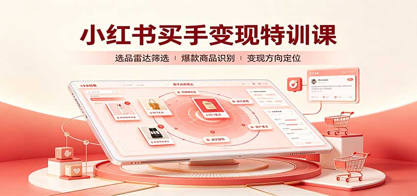 小红书买手变现特训课：账号定位养号起号，选品挂车，笔记标题封面全套教学-87副业网 - 互联网副业项目资源分享平台