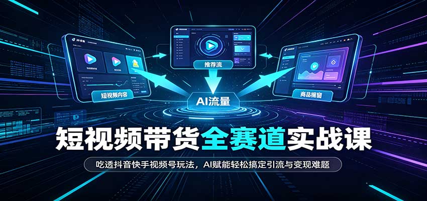 短视频带货全赛道：吃透抖音快手视频号玩法，AI赋能轻松搞定引流与变现难题 - 87副业网