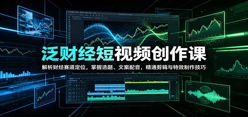 泛财经短视频创作课:解析财经赛道定位,掌握选题、文案配音,精通剪辑与特效制作技巧-87副业网 - 互联网副业项目资源分享平台