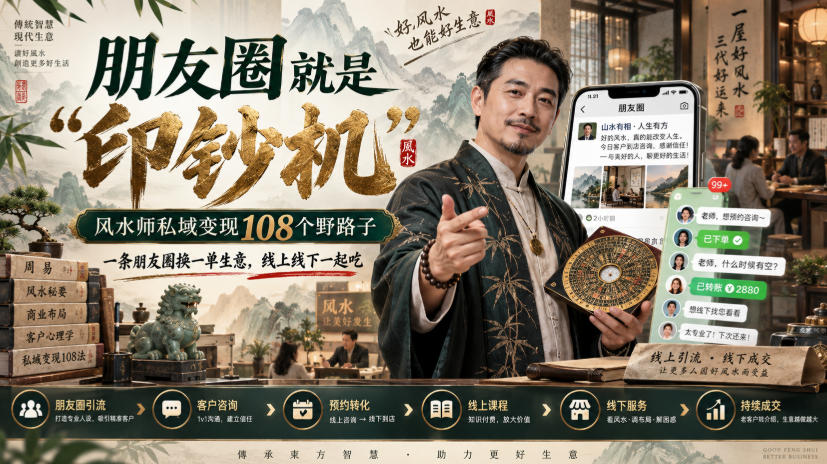 朋友圈就是“印钞机”，风水师私域变现108个野路子，一条朋友圈换一单生意，线上线下一起吃【文档】 - 87副业网