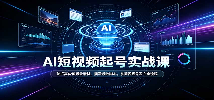 短视频AI起号实战课：挖掘高价值爆款素材，撰写爆款脚本，掌握视频号发布全流程-87副业网 - 互联网副业项目资源分享平台