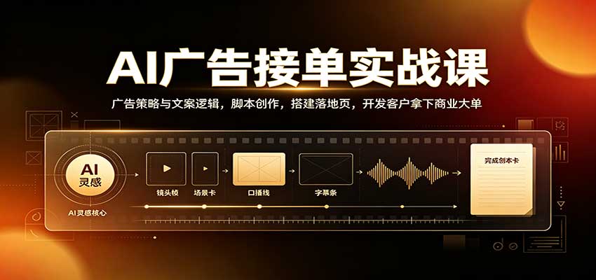 AI广告接单实战:广告策略与文案逻辑,脚本创作,搭建落地页,开发客户拿下商业大单-87副业网 - 互联网副业项目资源分享平台