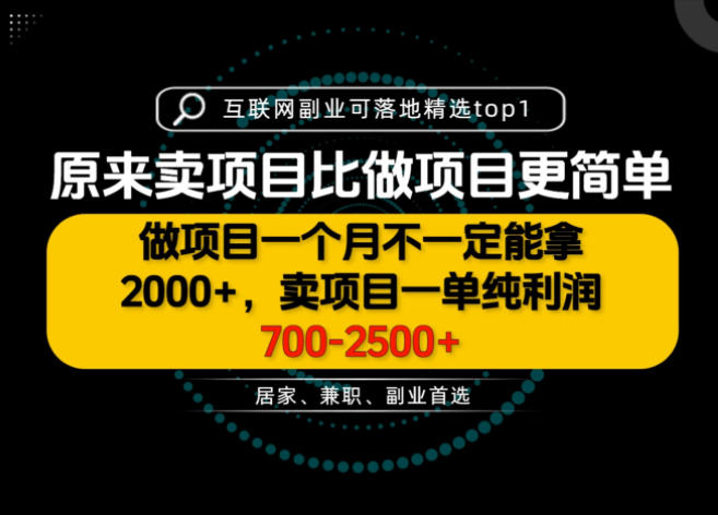 一单利润700-2.5K+，为什么我们要卖项目而不是做项目，我们普通人应该怎样开始？【揭秘】 - 87副业网