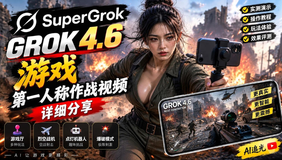 Grok 4.6也能做游戏？第一人称作战视频实测｜玩法详细讲解 - 87副业网