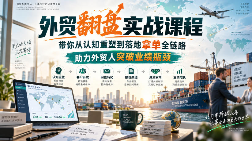 外贸翻盘实战课程，带你从认知重塑到落地拿单全链路，助力外贸人突破业绩瓶颈-87副业网 - 互联网副业项目资源分享平台