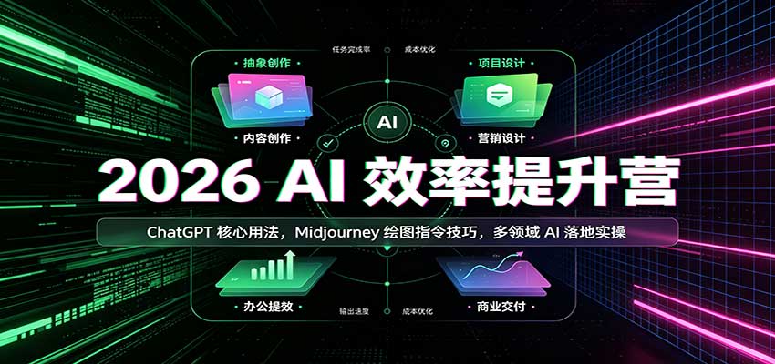 2026 AI效率提升营：ChatGPT核心用法，Midjourney绘图指令技巧，多领域AI落地实操 - 87副业网