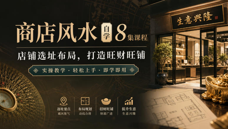商店风水自学8集课程｜店铺选址布局，打造旺财旺铺实操教学-87副业网 - 互联网副业项目资源分享平台