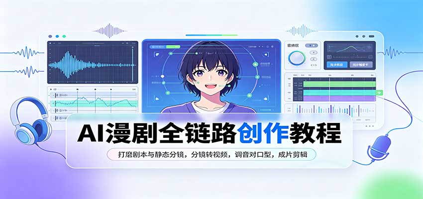 AI漫剧全链路创作教程：打磨剧本与静态分镜，分镜转视频，调音对口型，成片剪辑-87副业网 - 互联网副业项目资源分享平台