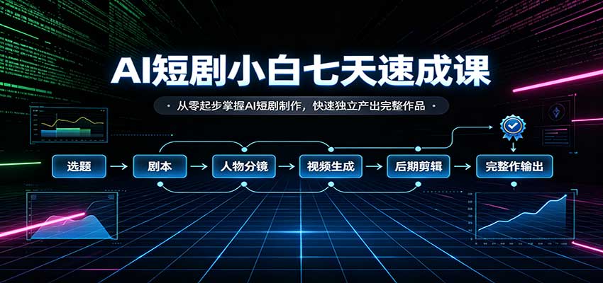 AI短剧小白七天速成课：从零起步掌握AI短剧制作，快速独立产出完整作品 - 87副业网