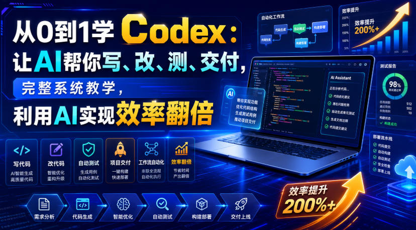 从0到1学Codex:让AI帮你写、改、测、交付,完整系统教学,利用AI实现效率翻倍(更新0918)-87副业网 - 互联网副业项目资源分享平台