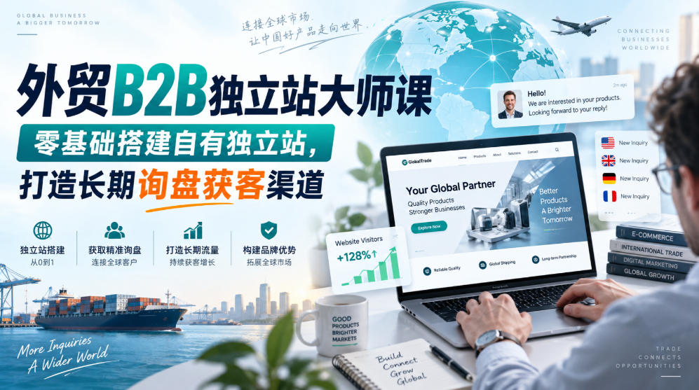 外贸B2B独立站大师课，零基础搭建自有独立站，打造长期询盘获客渠道-87副业网 - 互联网副业项目资源分享平台