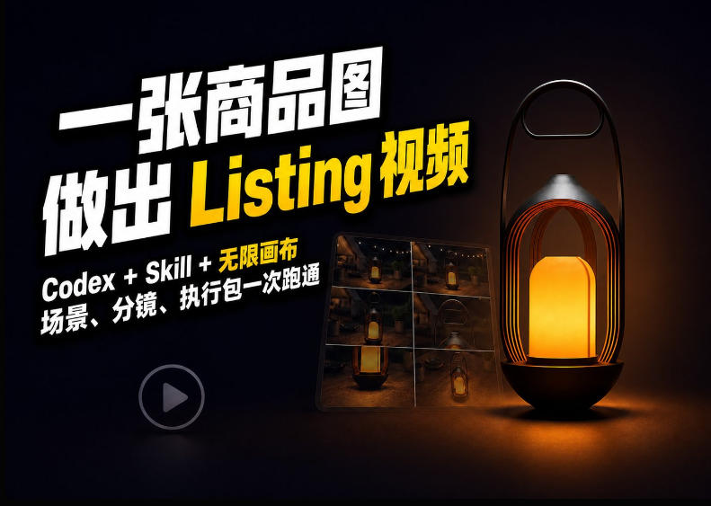 Codex+无限画布，把一张商品图变成可执行的Amazon Listing视频-87副业网 - 互联网副业项目资源分享平台