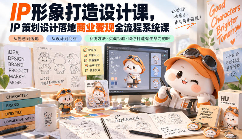 IP形象打造设计课，IP策划设计落地商业变现全流程系统课-87副业网 - 互联网副业项目资源分享平台