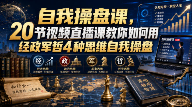 【无水印】自我操盘课，20节视频直播课教你如何用经政军哲4种思维自我操盘(更新0924) - 87副业网