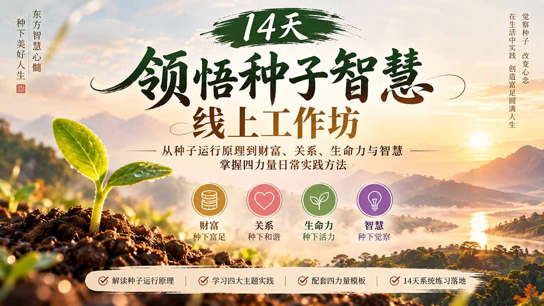 14天领悟种子智慧线上工作坊｜从种子运行原理到财富、关系、生命力与智慧，掌握四力量日常实践方法 - 87副业网