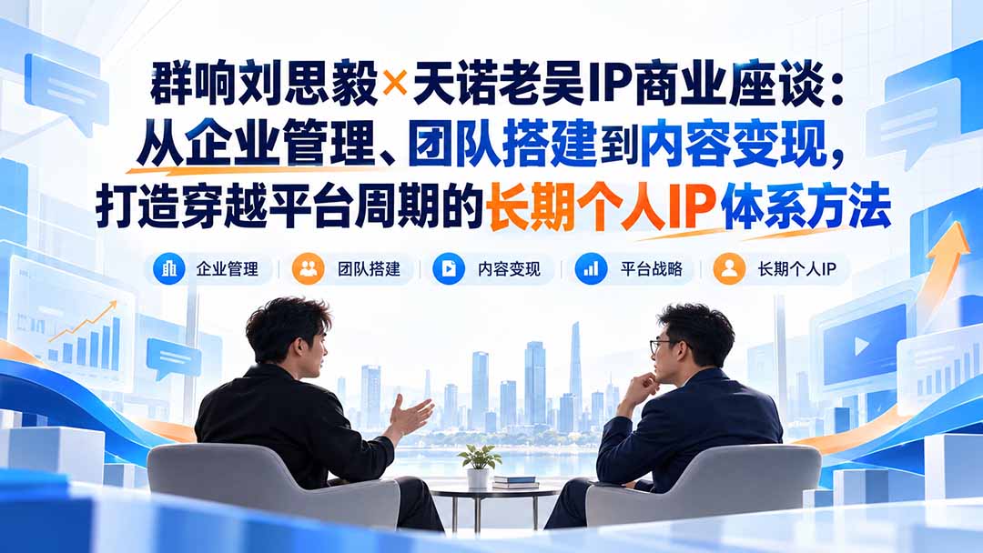 群响刘思毅×天诺老吴IP商业座谈：从企业管理、团队搭建到内容变现，打造穿越平台周期的长期个人IP体系方法 - 87副业网