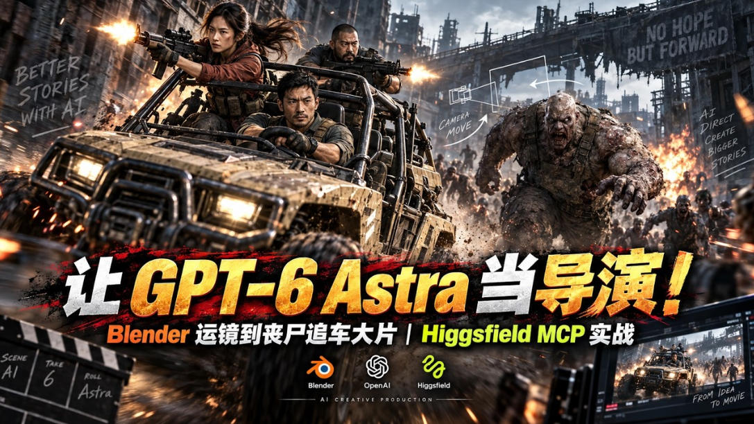 让GPT-6 Astra当导演！Blender运镜到丧尸追车大片｜Higgsfield MCP实战 - 87副业网