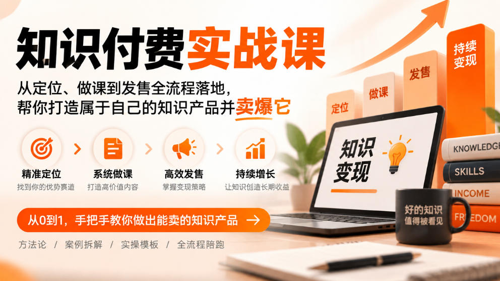 知识付费实战课：从定位、做课到发售全流程落地，帮你打造属于自己的知识产品并卖爆它 - 87副业网