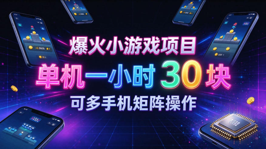 爆火小游戏撸金项目，实测单机一小时30+，可多手机矩阵操作，新手看完一遍就能上手【揭秘】-87副业网 - 互联网副业项目资源分享平台