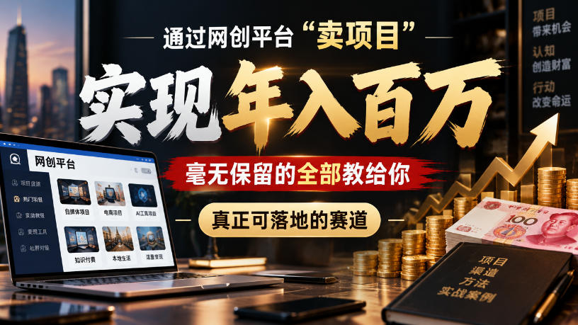 通过网创平台“卖项目”实现年入100w，毫无保留的全部教给你，真正可落地的赛道【揭秘】 - 87副业网