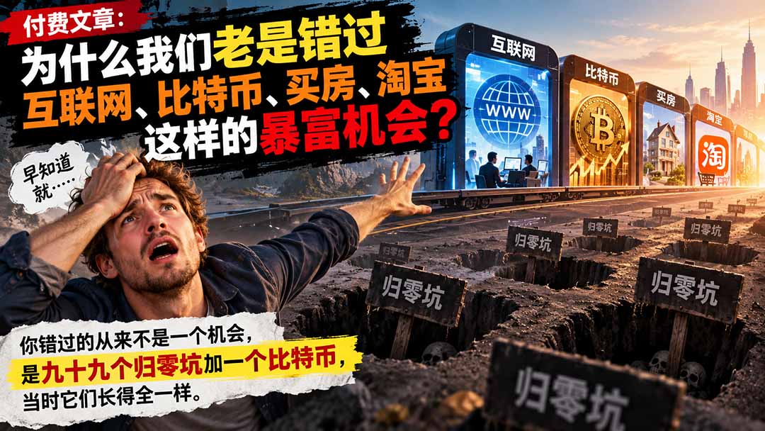 付费文章：为什么我们老是错过互联网、比特币、买 房、淘宝这样的暴富机会？-87副业网 - 互联网副业项目资源分享平台