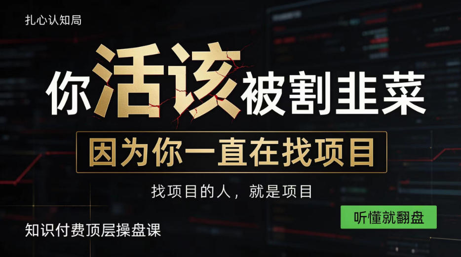 做项目不如卖项目，做知识付费自己当老板，知识付费顶层操盘课，听懂就翻盘【揭秘】 - 87副业网