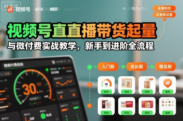视频号直播带货起量与微付费实战教学，新手到进阶全流程(更新26年10月)-87副业网 - 互联网副业项目资源分享平台