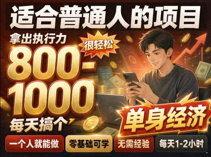 单身交友社群，普通人拿出执行力一个人每天搞个800-1k很轻松，普通人随时入局，无需经验【揭秘】 - 87副业网