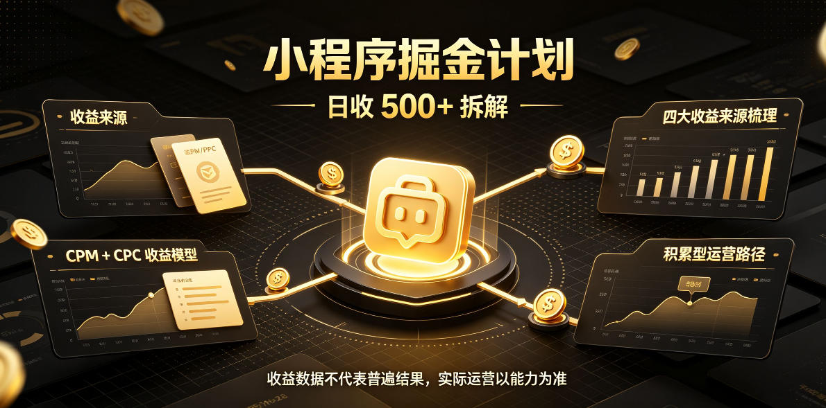 小程序推广计划，日收500+，腾讯官方打款，客户留存率高，收益长期稳定【揭秘】 - 87副业网
