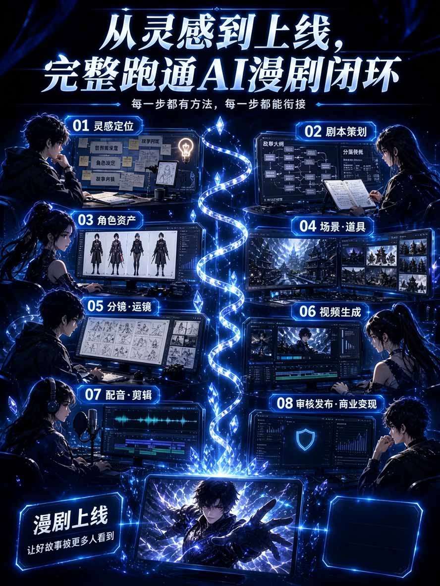图片[2]-【无水印】2026AI漫剧创作与商业变现掘金营：打通选题→AI编剧→角色场景→自动分镜→视频生成→剪辑发布→运营变现 - 87副业网