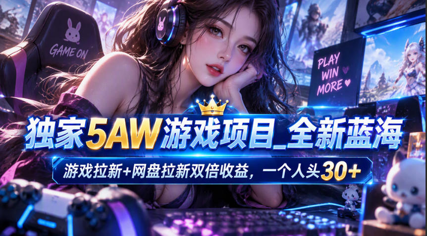 独家5AW游戏蓝海项目_游戏拉新+网盘拉新双倍收益，拉新一个30米 - 87副业网