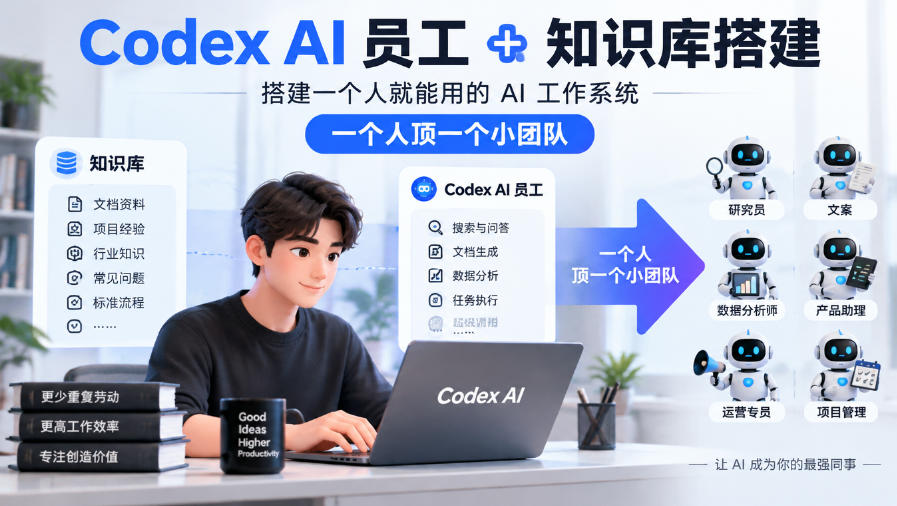 Codex AI员工+知识库搭建，搭建一个人就能用的AI工作系统，一个人顶一个小团队 - 87副业网