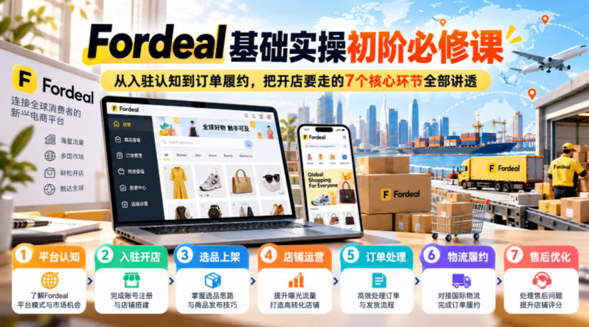 Fordeal基础实操初阶必修课，从入驻认知到订单履约，把开店要走的7个核心环节全部讲透 - 87副业网