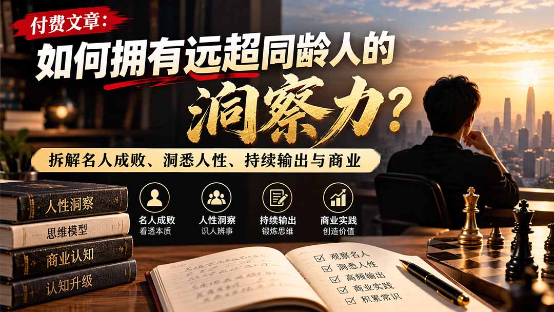 付费文章：如何拥有远超同龄人的洞察力？拆解名人成败、洞悉人性、持续输出与商业实践-87副业网 - 互联网副业项目资源分享平台