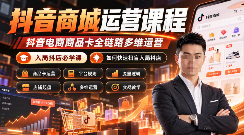 抖音商城运营课程，抖音电商商品卡全链路多维运营，入局抖店必学课， 如何快速扫盲入局抖店(更新1025)-87副业网 - 互联网副业项目资源分享平台