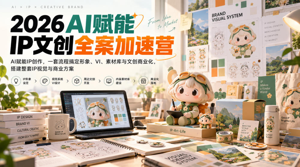 2026AI赋能ip文创全案加速营，AI赋能IP创作，一套流程搞定形象、VI、素材库与文创商业化，搭建整套IP视觉与商业方案-87副业网 - 互联网副业项目资源分享平台