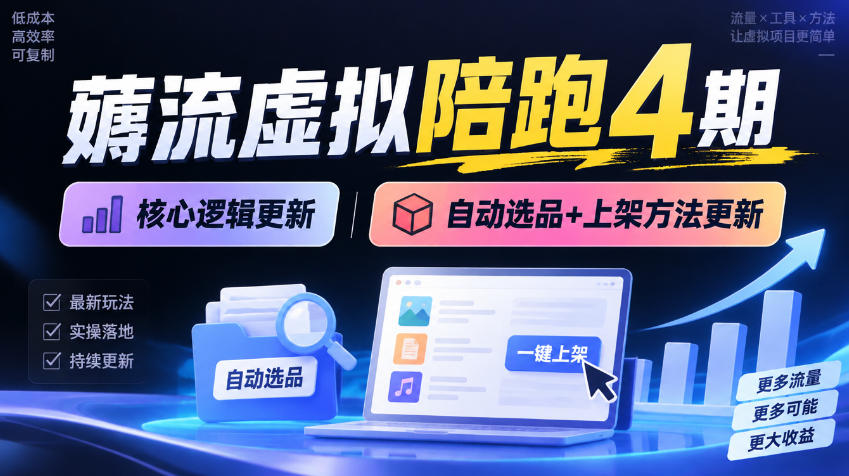 薅流虚拟陪跑4期丨核心逻辑更新丨自动选品+上架方法更新(10月25更新插件玩法和低价玩法)-87副业网 - 互联网副业项目资源分享平台