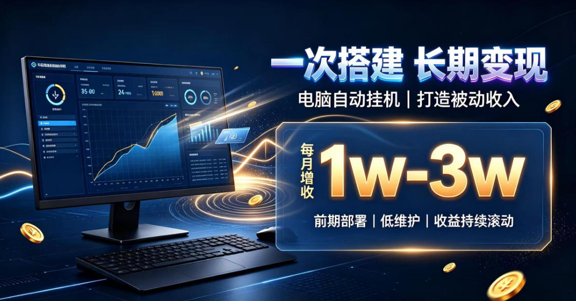 一份投入长期收益，电脑自动挂G类目，搭建被动收入每月增收1w-3w【揭秘】-87副业网 - 互联网副业项目资源分享平台
