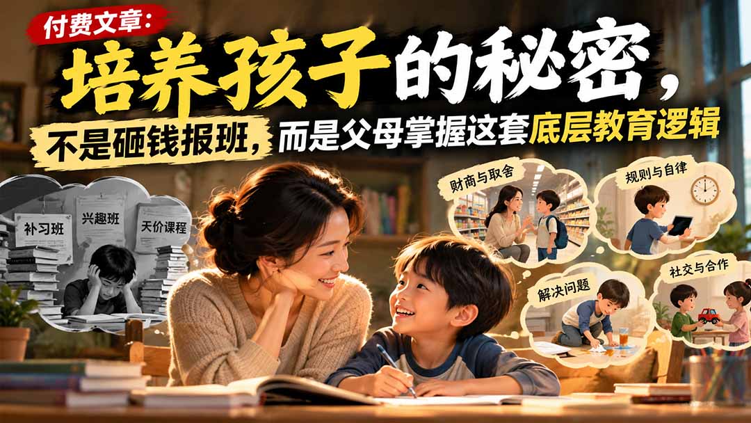 付费文章：培养孩子的秘密，不是砸钱报班，而是父母掌握这套底层教育逻辑-87副业网 - 互联网副业项目资源分享平台