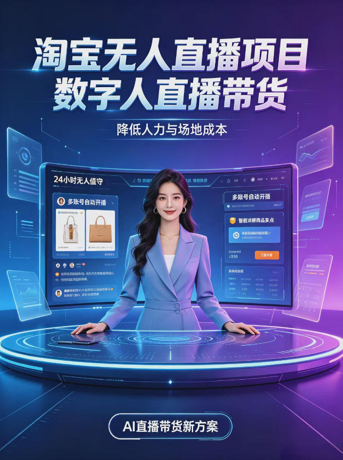 淘宝AI无人直播带货，24小时自动开播低门槛副业，无需真人长时间出镜，持续引流出单【揭秘】-87副业网 - 互联网副业项目资源分享平台