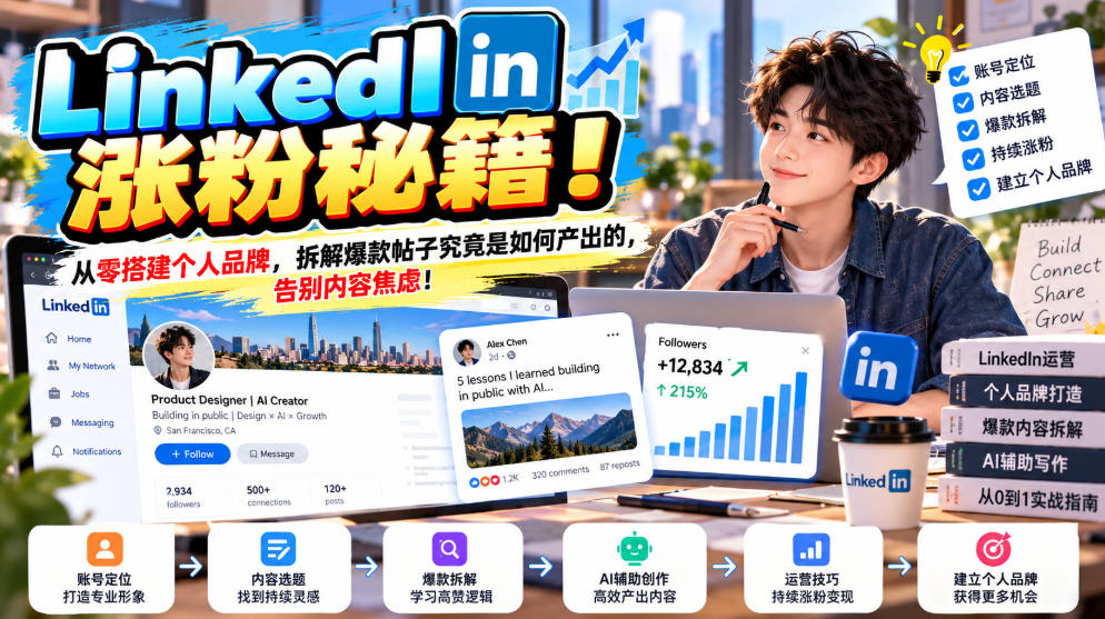 LinkedIn涨粉秘籍!从零搭建个人品牌,拆解爆款帖子究竟是如何产出的,告别内容焦虑!【原创双语字幕】-87副业网 - 互联网副业项目资源分享平台